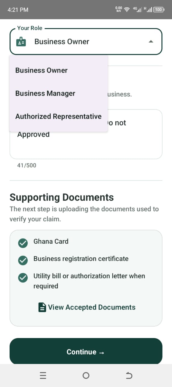Supporting documents screen for a Neighbourly business claim